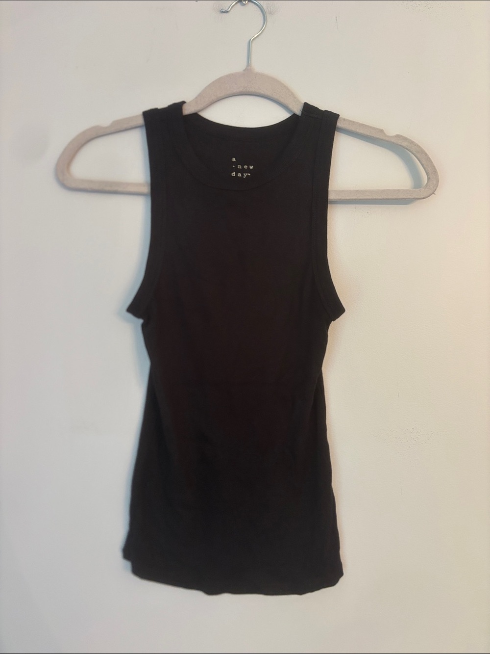 a new day Black Ribbed High Neck Tank Top Size Small